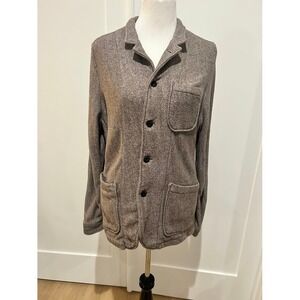 Grayers Clothiers Knit Blazer Jacket Brown Herringbone Button Front Size S P